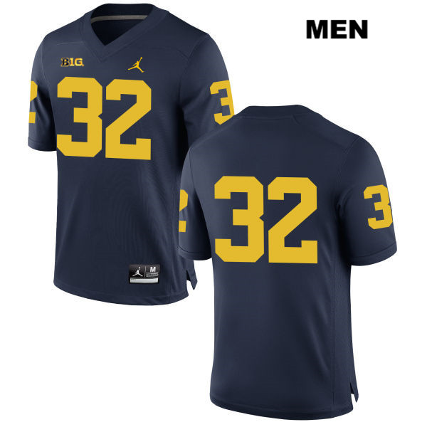Men's NCAA Michigan Wolverines Louis Grodman #32 No Name Navy Jordan Brand Authentic Stitched Football College Jersey HM25M78XQ
